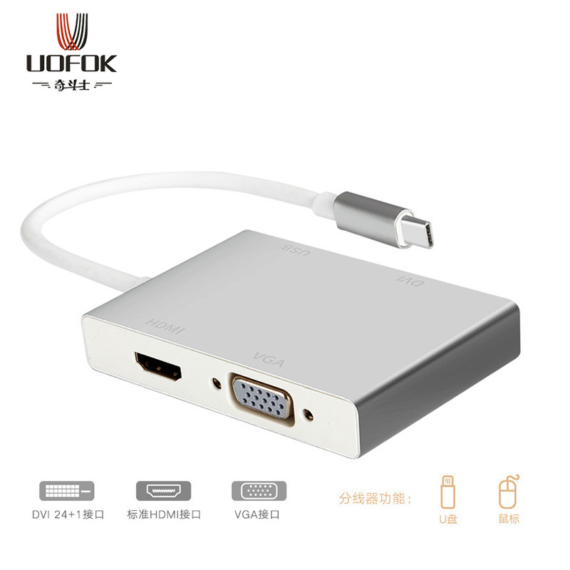 Cross border TYPE-C USB-C MacBook turn HDMI VGA DVI Adapter cable converter Four 4K