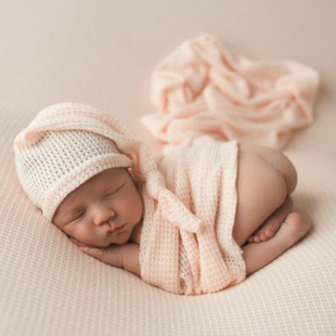 European and American newborn photography two-piece wrap cloth long tail cap suit knitted photography wrap towel hat knotted sleep cap