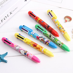 Creative stationery cartoon six-color ballpoint pen, student supplies June 1st Children's Day small prize wholesale, ballpoint pen