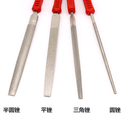 6-12 inch diamond flat file, triangular file, round file, electroplated large plate file, flat file, red handle
