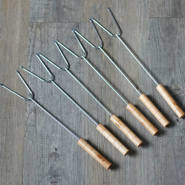 Barbecue tools wooden handle barbecue fork single fork U-shaped fork batch