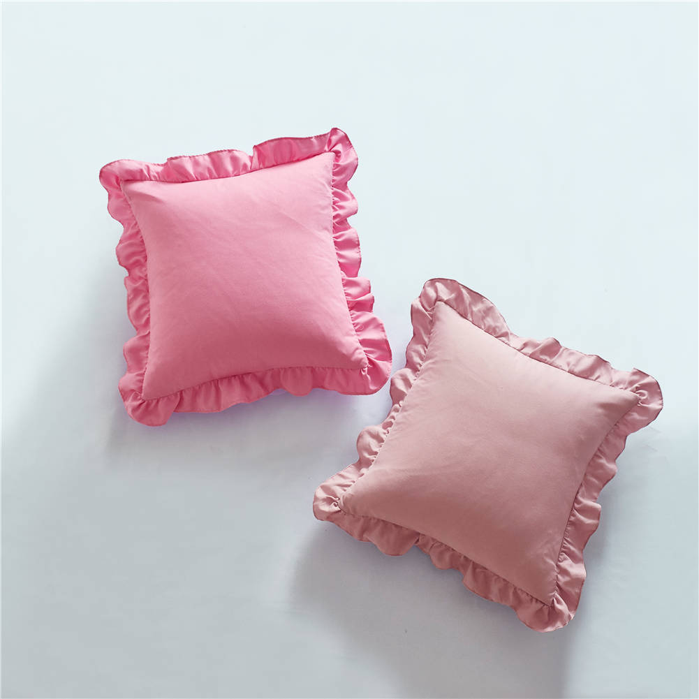 Ruffle Pillow Case Solid Color Square Pillow Covers Sofa Cushion Cover