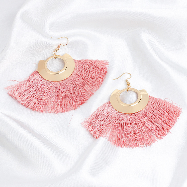 14g Weight No Inlaid Inlay Material Earrings Classification Anniversary, Travel Occasion Women'S Gender Ethnic Style Style Grey, White, Pink, Red, Blue, Black Color  New Ethnic Style  Fan-shaped Tassel Plus Pearl Earrings 3