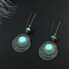 Ethnic fashionable metal turquoise earrings, ethnic style, wholesale