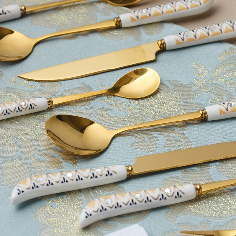 Ceramic handle stainless steel, tableware, set, spoon, Birthday gift