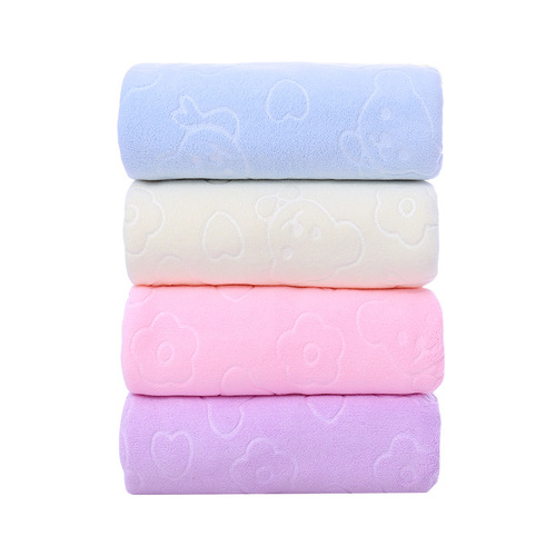 Factory Direct Sale 70x140 Ultra Fine Fiber Bath Towel with Floral Cartoon Bear Design, Water-absorbent and Soft Bath Towel Wholesale