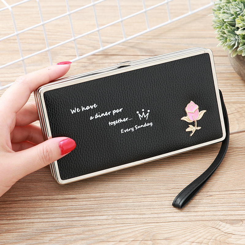 Fashion Lychee Pattern Long Multifunctional Embroidered Portable Wallet Wholesale display picture 16