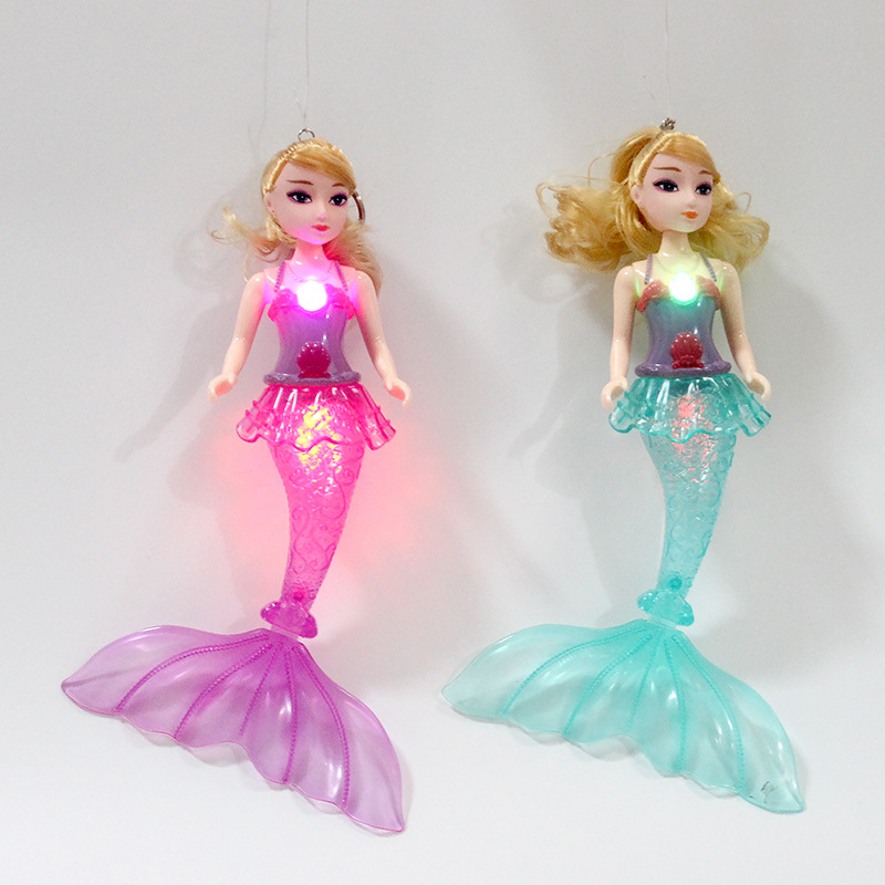 新款长发美人鱼迷糊娃娃七彩灯音乐洋娃娃挂件公主女孩玩具批发|ru