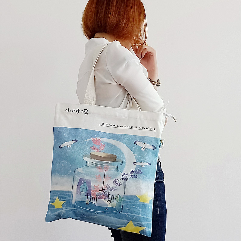 厂家帆布袋数码印花手提袋超市商场购物袋学生文件收纳袋环保个性