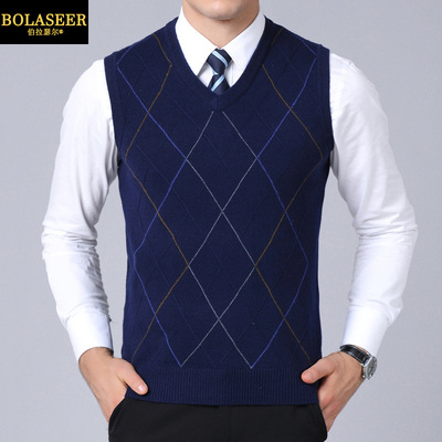 2019春季男装新款针织衫背心男士青年休闲条纹V领休闲套头男马甲