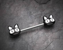 新款畅销黑色猫咪头乳头环  小猫乳钉  卡通动物头杠铃 穿刺饰品
