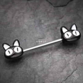 新款畅销黑色猫咪头乳头环  小猫乳钉  卡通动物头杠铃 穿刺饰品