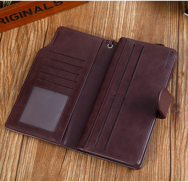 New Men's Wallet Long Oil Wax Leather Clutch Classic Crazy Horse Leather Retro European And American Wallet display picture 16