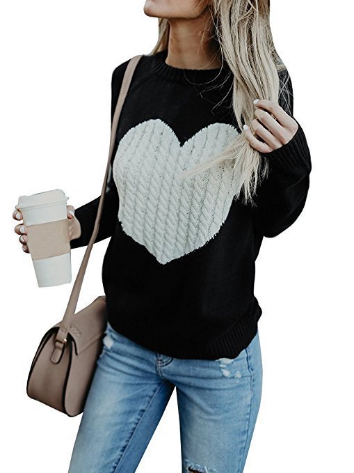441g Weight Long Sleeve Sleeve Length Pullovers Placket Type Regular Sleeve Sleeve Type Polyacrylonitrile Fiber, knit Fabric Type Regular Top Length Sweater Tops Type Daily, Street Occasion Round Neck Neckline Slim Fit Type Heart Shape Pattern Spring, Autumn Season Women's Gender Elegant Style Wholesale Women's Elegant Heart Shape Long Sleeve Sweaters & Cardigans 12