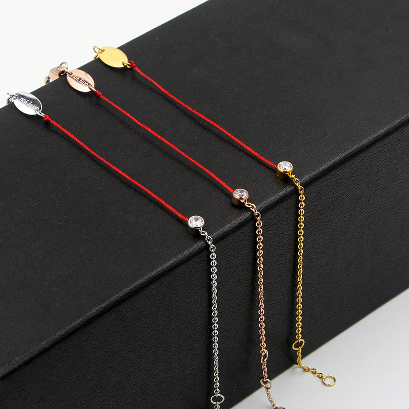 5g Weight Artificial Diamond Inlay Material Bracelets Classification 1 Piece Quantity Daily Occasion rope, Titanium Steel Material Geometric Pattern Women's Gender Plating, Inlay Design Simple Style Style Simple Style Geometric Rope Titanium Steel Plating Inlay Artificial Diamond Women's Bracelets 3