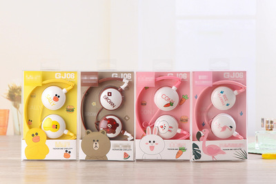 冠佳G-106棕小熊粉小兔卡通款头戴式带麦手机耳机 新加坡热卖耳机|ru