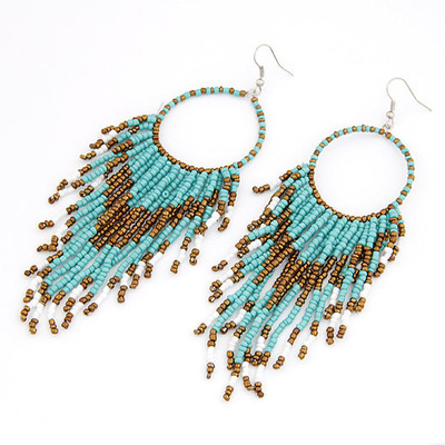 Women's Gender Bohemian Classic Style Geometric Tassel Alloy Seed Bead Seed Bead Plating Drop Earrings For Women's Holiday Travel Daily