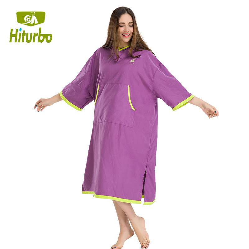 HITURBO 빠른 건조 목욕 코트 비치 다이빙 수영 걷는 선 스크린 변경 옷 커플 HAITAI BO 자수
