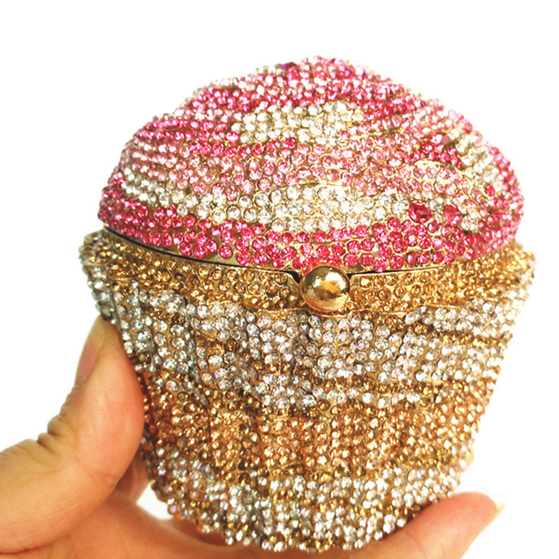Túi clutch nữ đính kim cương cắt kim loại dự tiệc sang trọng — bạc hồng, hoa hồng hồng, màu đỏ lớn, hoa hồng đỏ tím chi tiết 28