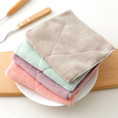 Thickened coral velvet double-sided absorbent rag, scouring pad, kitchen utensil cleaning cloth, dishwashing cloth manufacturer wholesale