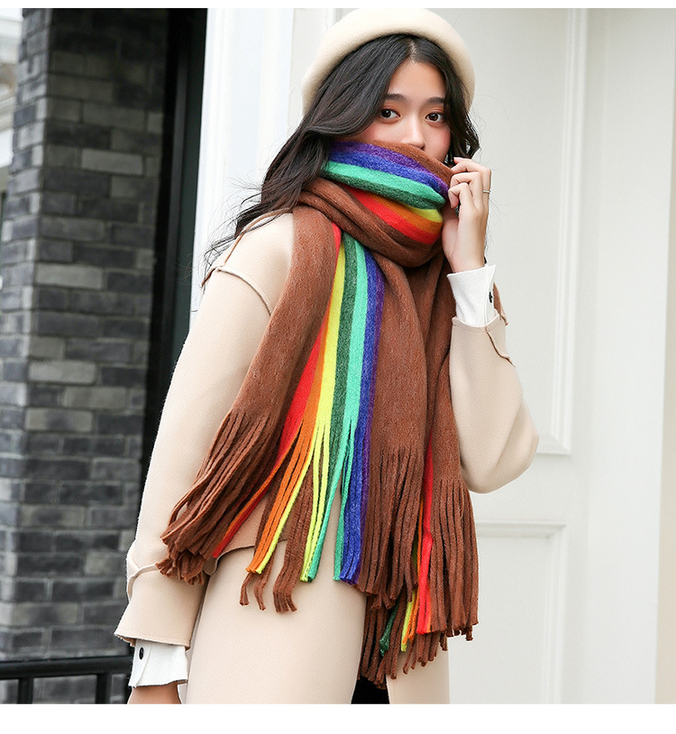 Vrouwelijk Street High Street Kleurblokpatroon Imitatie Kasjmier Sjaal display picture 3