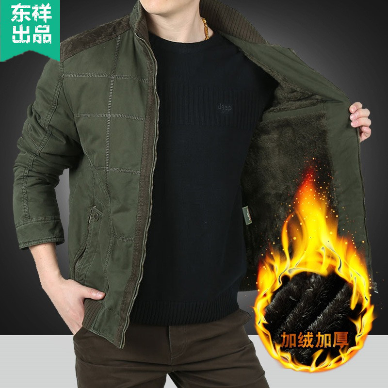 Winter Men's Cotton Outwear Men's Velvet Thickeneded Fashionable Loose Cotton Outwear Warm Short Casual Men's Outwear Trendy 518