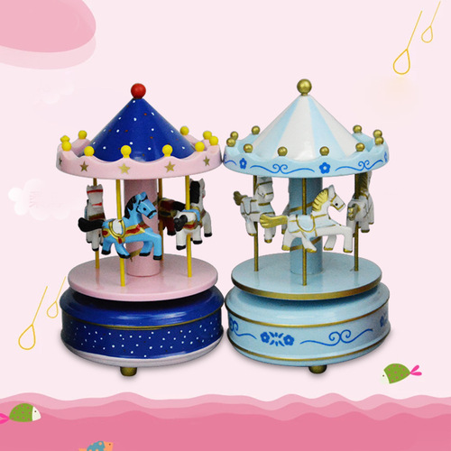 Situational cake decorations Carousel wooden music box Sky City Music Box Fondant cake decorations