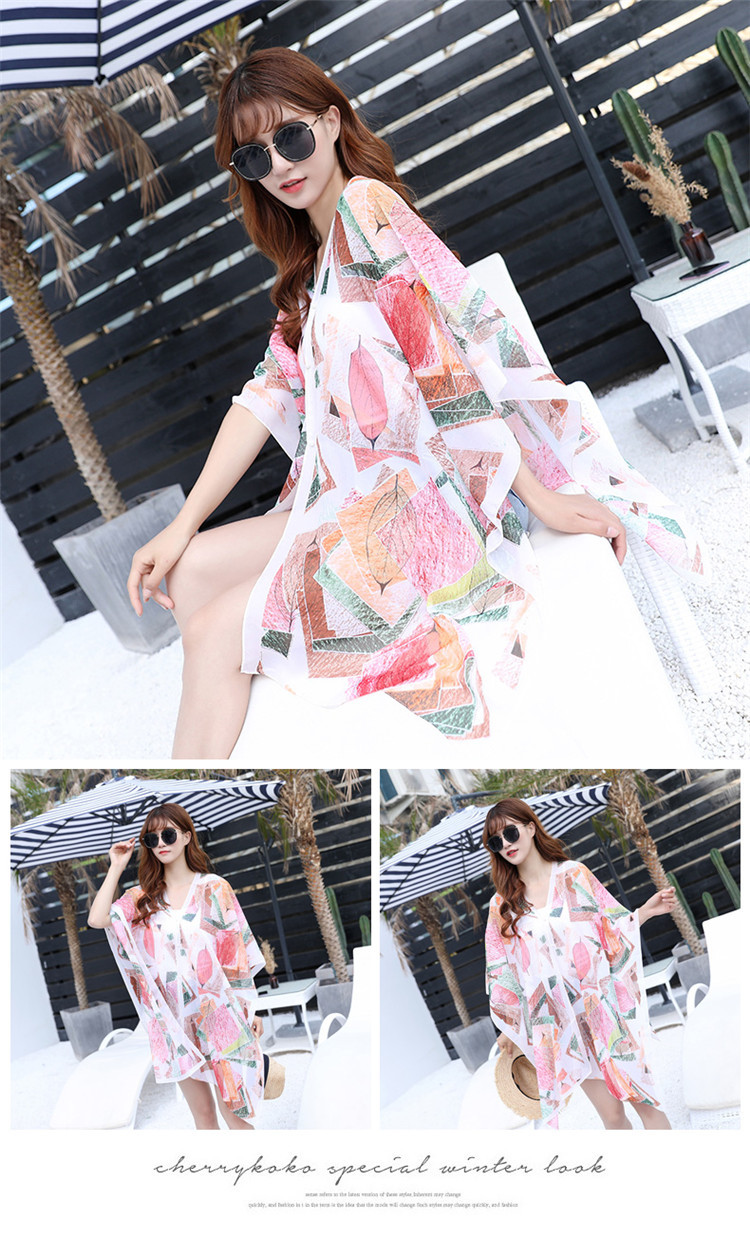 Femmes Élégant Femme Impression Mousseline De Soie Écharpe En Soie Châle display picture 1