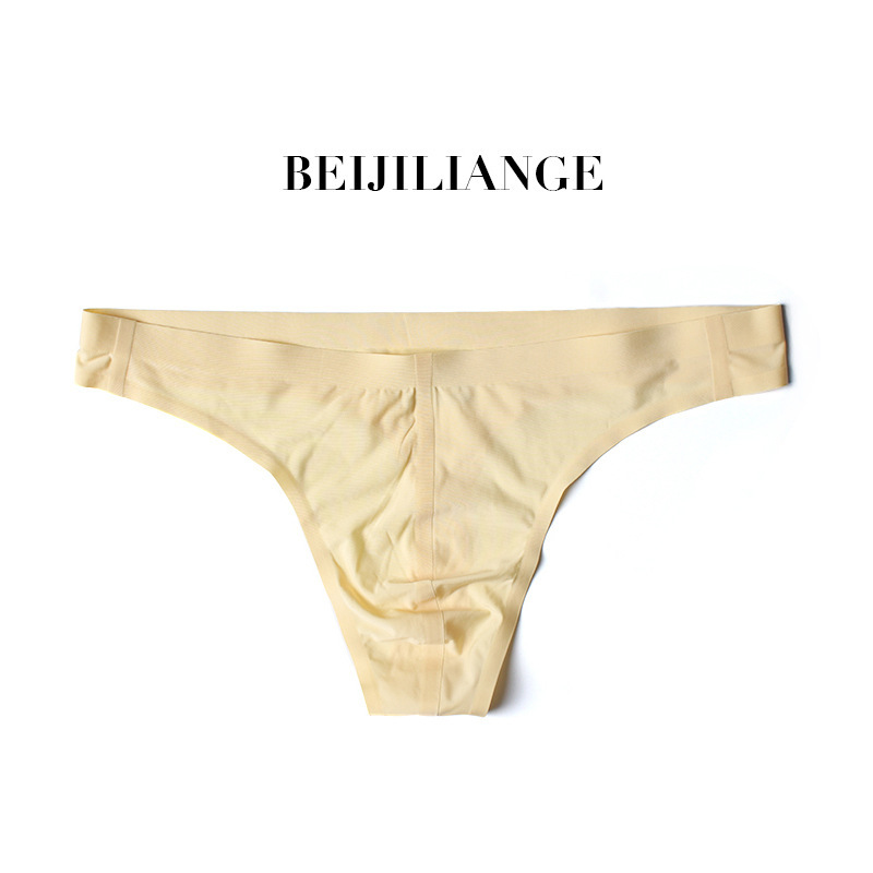 Seamless men's underwear sexy ice silk thong low waist youth solid color pants cross-border supply factory direct