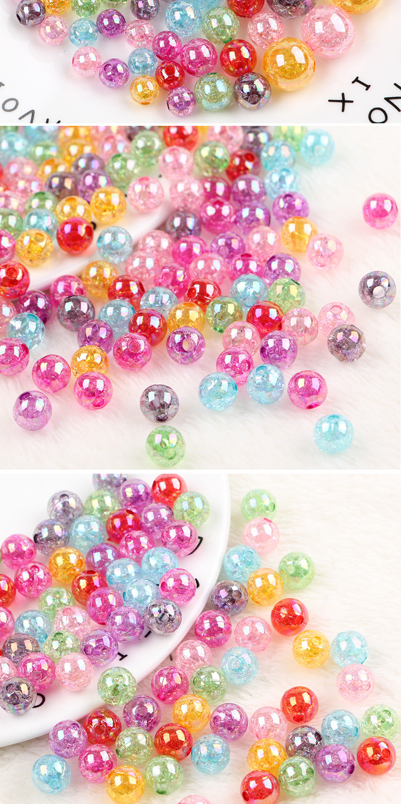 DIY jewelry accessories, color-coated single-color cracked round beads 8-14mm, headwear and hair accessory material accessories, loose beads wholesale detail image 4