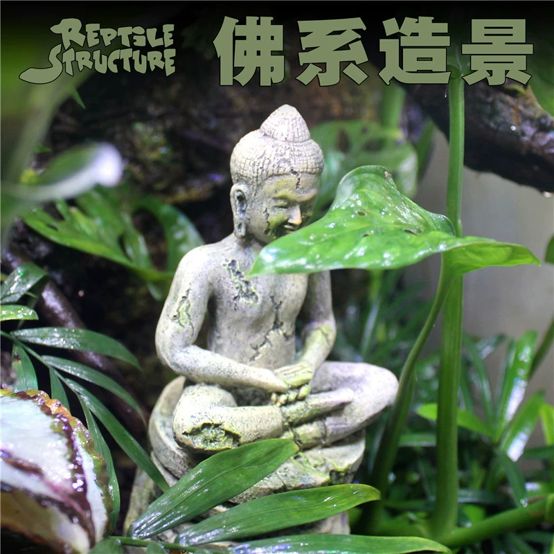 Гусеничный ящик украшение аквариум пейзаж статуя Будды имитация смолы большой Будда домашнее животное восхождение домашнее животное деревянный ящик для кормления банка тропического леса