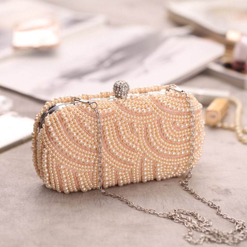 Fashion Luxury Crystal Pearl White Evening Clutch Bag
