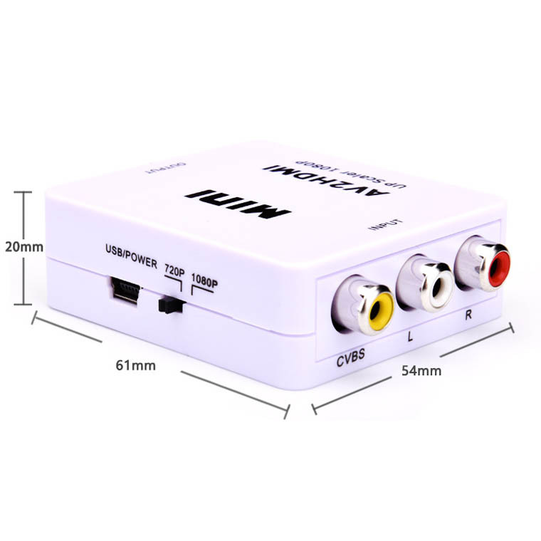 Convertidor AV a HDMI 1080p, audio y video RCA a HDMI, adaptador compacto