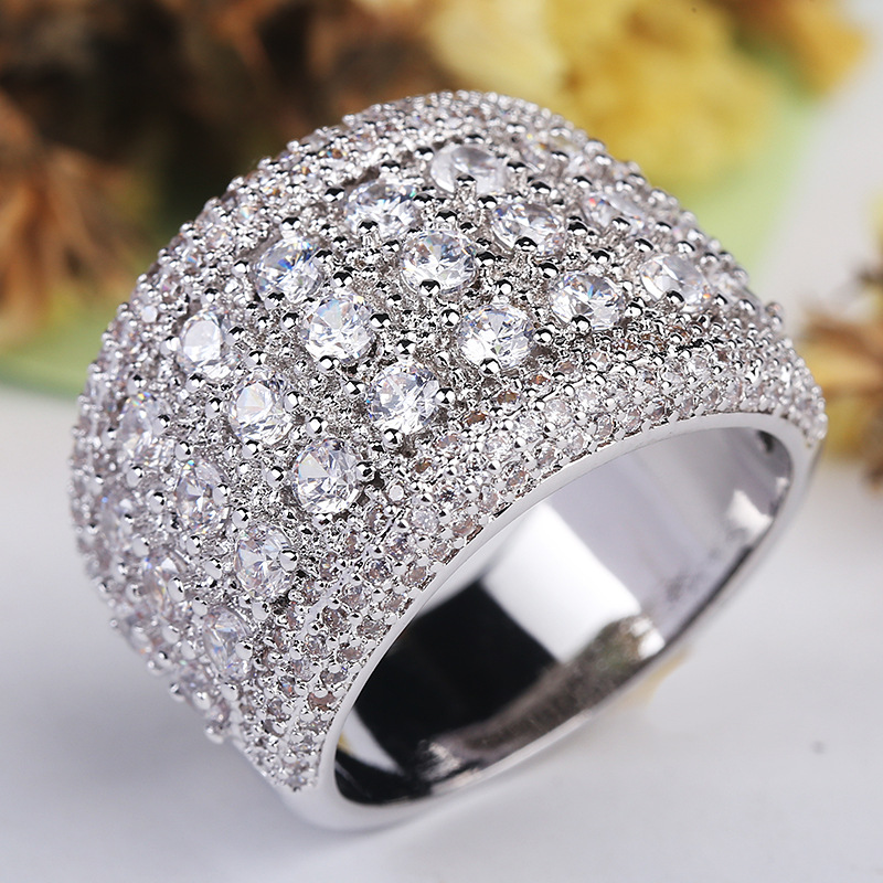 Elegant Glam Solid Color Brass Inlay Zircon Wide Band Rings display picture 5