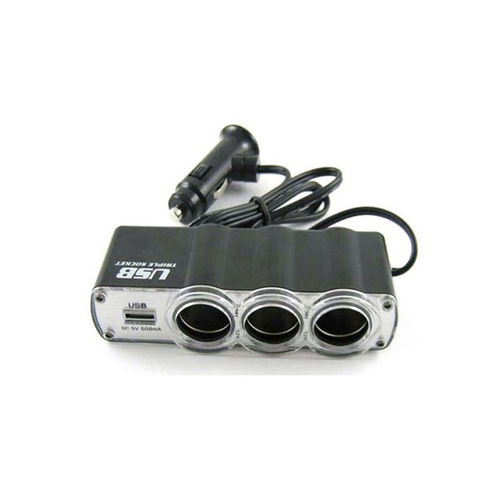 Car cigarette lighter, one to three car cigarette lighter charger, car one to three with USB cigarette lighter 0120