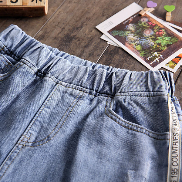 Loose Korean version of cowboy wide leg pants spring summer high