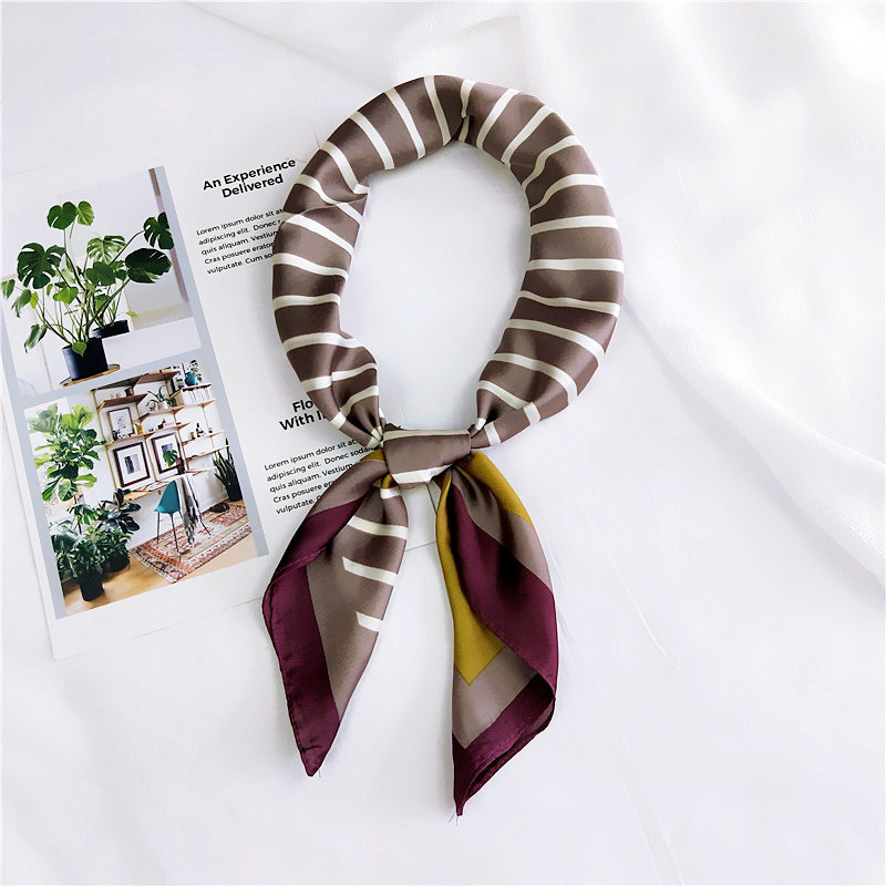Diagonal Striped Small Square Scarf Small Scarf Women's Korean Scarf display picture 7