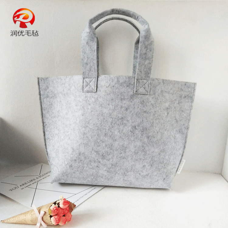 厂家定做批发新款时尚休闲毛毡单肩包女士手提包购物收纳包