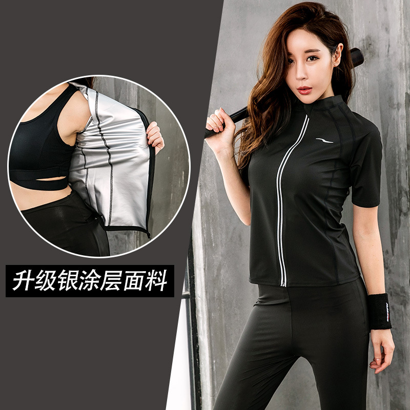 the republic of korea Violence sweat suit Short sleeved jacket summer Night run Reflective run Sports fitness Yoga suit