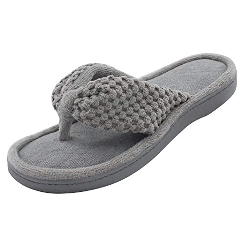 Cross-border e-commerce Amazon sponge plush mesh velvet lining SPA belt herringbone indoor slippers