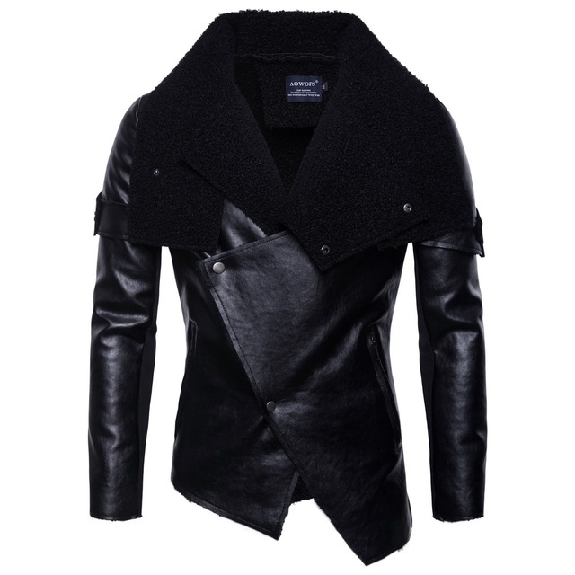 Autumn men’s locomotive leather suit individual wash leather jacket