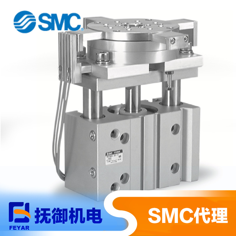 smc带转台的气缸 MGT滑动轴承薄型带导杆气缸(MGP)一体化气缸