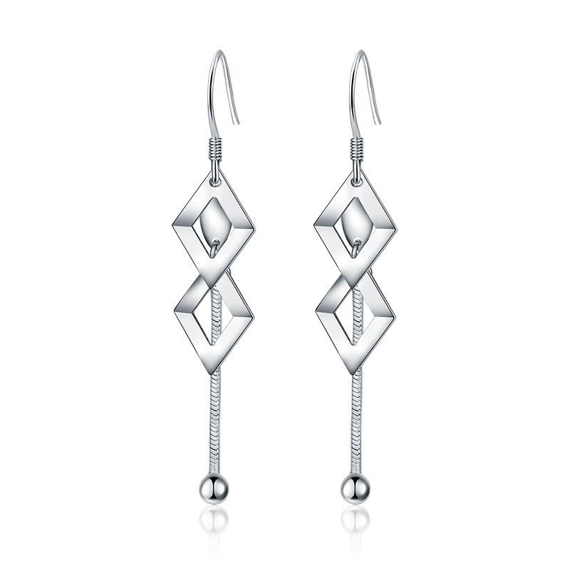 Geometric Earrings Korean Style Women's Long Style Personalized Rhombus Trendy Short Hair Popular Trendy Earrings Manufacturer Wholesale