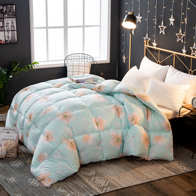 2018 new pattern Brushed printing Feather silk quilt company welfare quilt Will pin gift quilt Spring and autumn quilt thickening Double