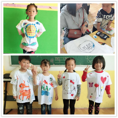 Children's painting pure cotton T-shirt Spring Festival gift tie-dye painting kindergarten activity handmade diy art materials