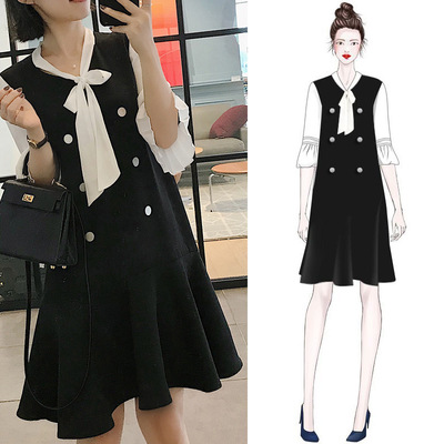 France Dress Spring 19 French Chiffon Large Fake piece Yamamoto girl Retro Skirt