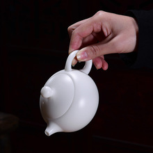 廠家直銷羊脂玉瓷素燒茶壺迷你德化白瓷陶瓷壺高端茶具大號西施壺