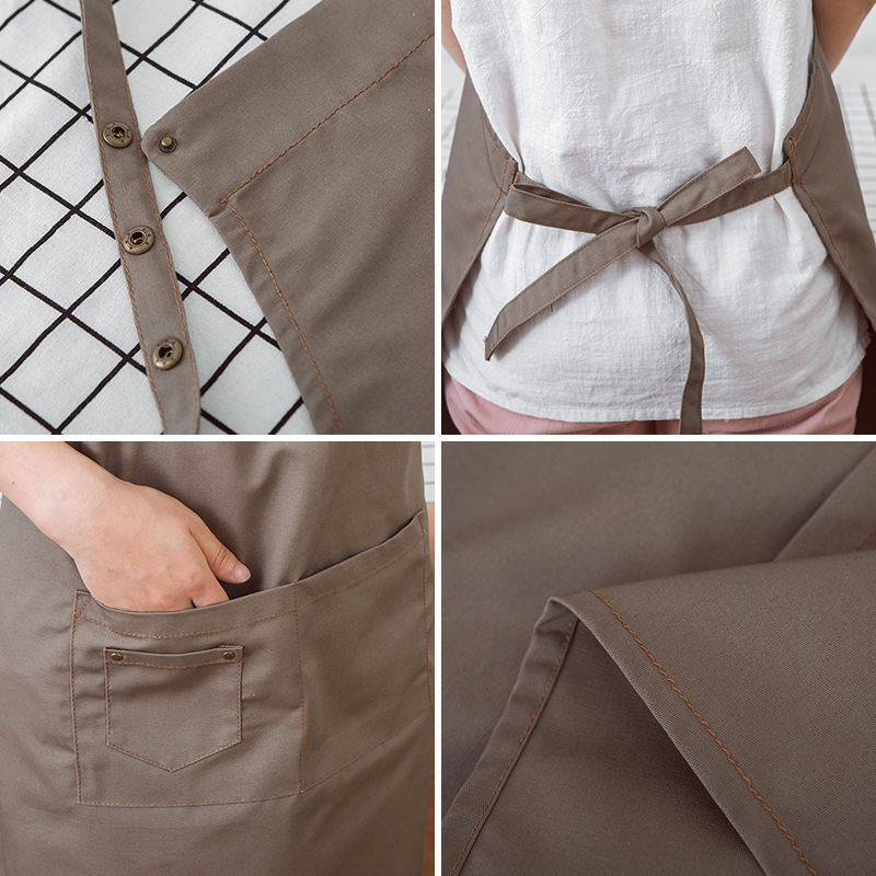 Moda estilo coreano delantal logotipo personalizado restaurante dieta café leche tienda de té tienda de flores supermercado pintura de uñas trajes