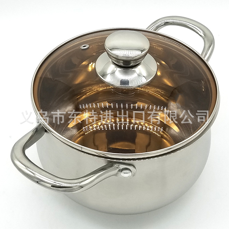 Factory direct sales of stainless steel soup POTS, arc-shaped soup POTS, composite steel soup POTS, colored glass LIDS, large-capacity stewing POTS detail image 2
