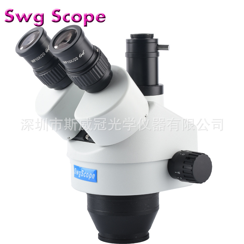 厂家直销1X摄像目镜三目立体显微镜镜头7-45X连续变倍显微镜镜头